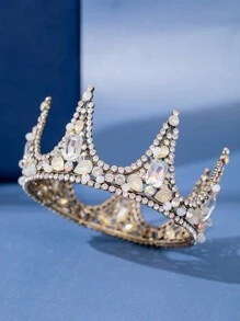 1pc Luxurious Rhinestone Crown, Perfect For Wedding, Party Or Gathering - Bronze - View 5