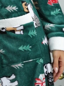 1 Miếng Giáng sinh Theo chủ đề Của phụ nữ Dày lên Flannel Lỏng lẻo ÁO choàng mặc nhà , Ấm áp Nhà  Quần áo Thích hợp Đối với Nhà  Sử dụng , Mùa thu Và Mùa Đông - màu xanh lá - Xem 9