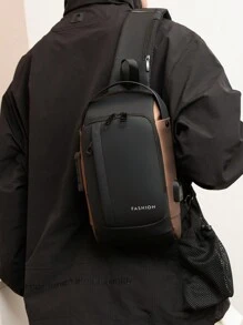 1入防水防盜郵差包(12.2英寸*6.29英寸*3.14英寸) - 男士完美禮物 - 攜帶式小型背包肩袋胸袋環肩背包禮物遊輪必備運動包胸包斜肩包旁背包秋季旅行商務室外攜帶配有可調節肩帶的多功能禮物,適用於丈夫、爸爸、男友 - 黑色 - 查看 3