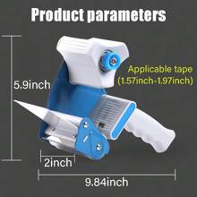 Dispensador De Pistola Para Cinta Adhesiva De Embalaje Azul, Dispensador De Pistola Para Cinta De 5.08cm Con Cinta Adhesiva De Cartón De 5.08cm, Dispensador De Cinta Adhesiva De Carga Lateral Industrial Ligero Para Cinta De Ancho 4-5cm - Azul - Ver 5