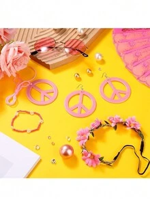 5 Piezas/set Accesorios Con El Logo Rosa Del Símbolo De La Paz - Rosa - Ver 3