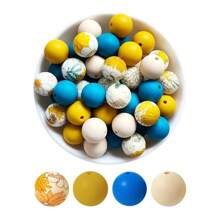 20入組直徑15mm的矽膠珠子套裝,適用於自製串珠首飾,附水轉印豹紋圖案 - 彩色 - 查看 8