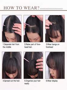 Sợi tổng hợp Không khí Tóc mái Chống nóng Miếng tóc giả Tóc NỮ Tự nhiên Ngắn Ánh sáng Nâu Tóc mái Kẹp tóc Đối với - Black-brown - Xem 6