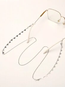Elegant 1pc Women's Silver Copper Star Glasses Chain,School Glasses Accessories For Women