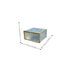 Metal Edged Glass Jewelry Box With Diamond Pattern, Storage Box For Home Use, Gift For Valentine's Day