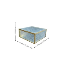 Metal Edged Glass Jewelry Box With Diamond Pattern, Storage Box For Home Use, Gift For Valentine's Day