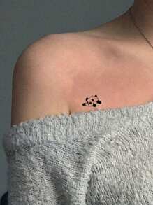 3 arkusze/zestaw Cute Cartoon Panda & Bamboo Wodoodporna Tymczasowa Naklejka Tatuażowa, Body Art Dla Dorosłych Mężczyzn I Kobiet, Ramiona I Kostki - Czarne - Zobacz 4