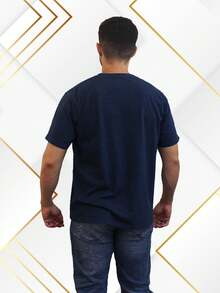 Playera para hombre en color azul petroleo con impreso de Pez Rojo - Azul - Ver 3