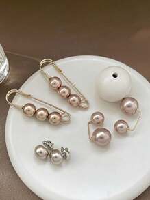 10pcs Women's Anti-Slip Brooch Waist Buckle Adjust Skirt Waist Tightness, Fixed Clothing Neckline Corsage Decorative Buckle Excludes The Card. - White - View 49