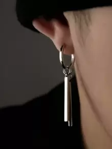 1 Paio Di Eleganti Orecchini Pendenti Rettangolari Lunghi Minimalisti E Fibbie Per Le Orecchie Adatti Per L'uso Quotidiano Da Uomo