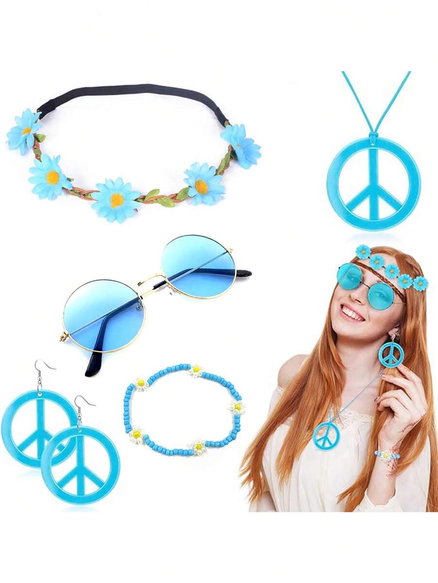 5pcs/set Light Blue Peace Sign Symbol Accessories - Baby Blue - View 1