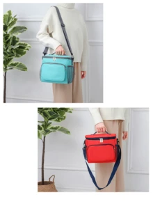 Bolsa De Almuerzo Lonchera Térmica Portátil Y Gran Capacidad - Rojo - Ver 8