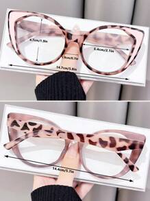 1 件女式粉紅豹紋貓眼非處方 Tr 色塊 Y2k 透明眼鏡,奢華派對配件 - 彩色 - 查看 3