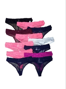 Paquete de 12 Piezas Tanga  Sexi Lencería Hilo Dental Cómoda Tallas y Colores Surtidos - Multicolor - Ver 2