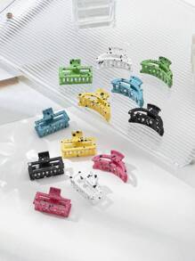 12pcs/set Small Square Moon Shape Hair Claw Clips For Women, Multicolor - Multicolor - View 6