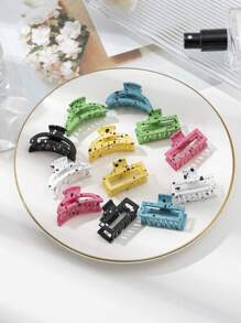 12pcs/set Small Square Moon Shape Hair Claw Clips For Women, Multicolor - Multicolor - View 5