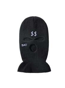 1pc Women's Embroidered Balaclava, Windproof Knitted Ski Mask For Warmth And Everyday Use