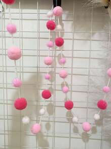 1入組情人節粉色毛絨球掛飾,彈性繩適用於diy手工藝品、服裝和配件,禮品和家居裝飾