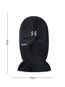 1pc Women's Embroidered Balaclava, Windproof Knitted Ski Mask For Warmth And Everyday Use