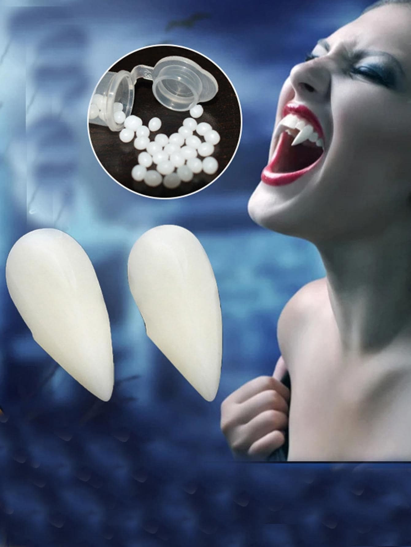 Vampire Fangs Fake Teeth Prank Halloween Dental Ornament - White - View 1