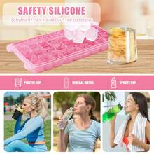 4 Pcs Silicone Ice Cube Tray Ice Cube Molds With Removable Lid Easy Release Silicone Flexible Ice Cube Moulds For Beer, Whisky, Drink,Cocktail And Baby Food, ,36 Grid - Multicolor - View 4