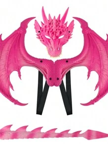 1set Upgraded Rp Dragon Costume Set, Including Dragon Wings, Tail, Mask, Perfect For Halloween Party Or Cosplay - Pink - View 1