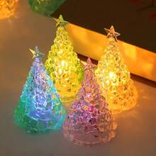 Led Christmas Tree Night Light, Crystal Colored Light Up Christmas Tree, Christmas Gift Lamp, Battery Powered - Multicolor - View 2