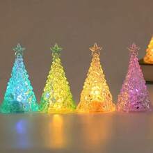 Led Christmas Tree Night Light, Crystal Colored Light Up Christmas Tree, Christmas Gift Lamp, Battery Powered - Multicolor - View 4
