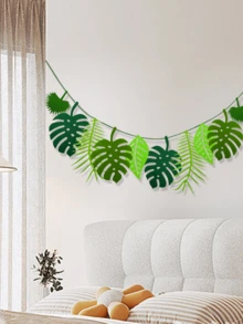 1pc Felt Leaves Garland For Party Decoration - Green - View 2