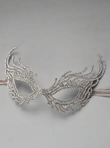 1 Pieza Máscara De Caretas Para La Fiesta De Mujeres Con Decoración De Aleación Y Diamantes De Imitación De Moda - Plateado - Ver 6