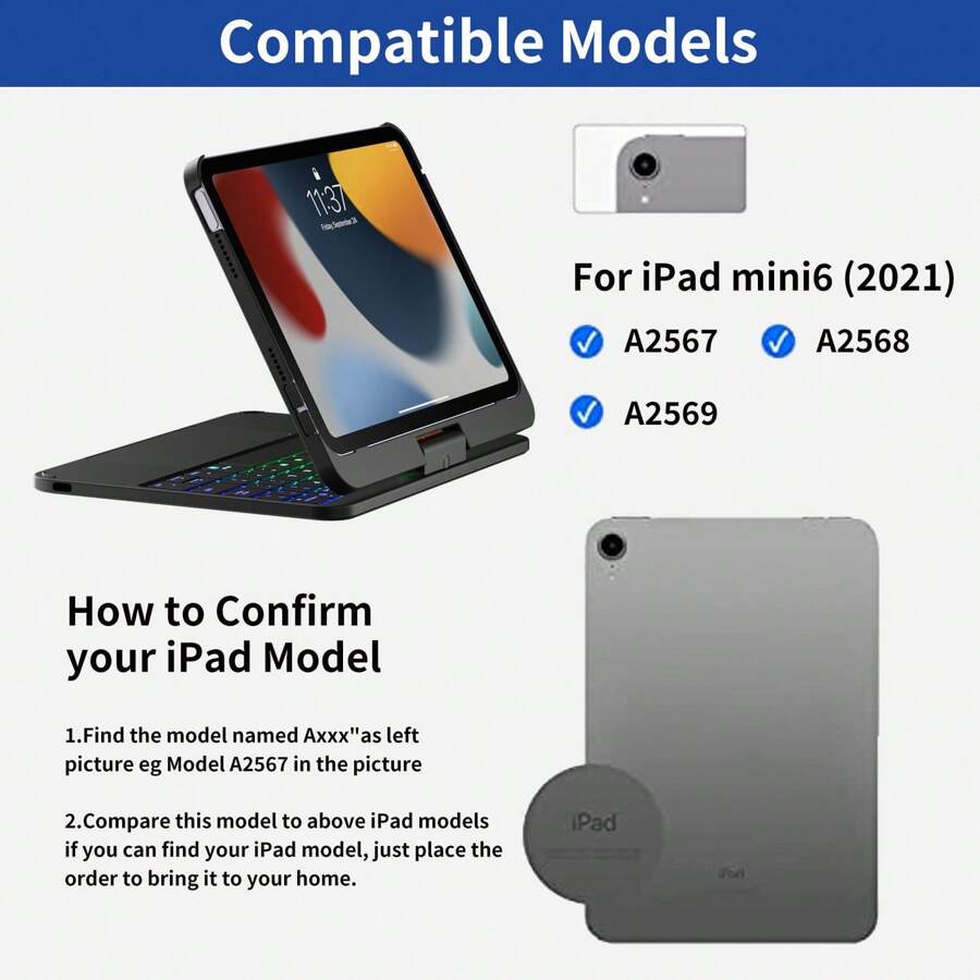 For IPad Mini 6 Keyboard Case 8.3Inch 2021, 360 Swivel, Touchpad 7