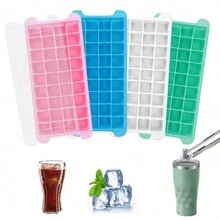 4 Pcs Silicone Ice Cube Tray Ice Cube Molds With Removable Lid Easy Release Silicone Flexible Ice Cube Moulds For Beer, Whisky, Drink,Cocktail And Baby Food, ,36 Grid - Multicolor - View 1
