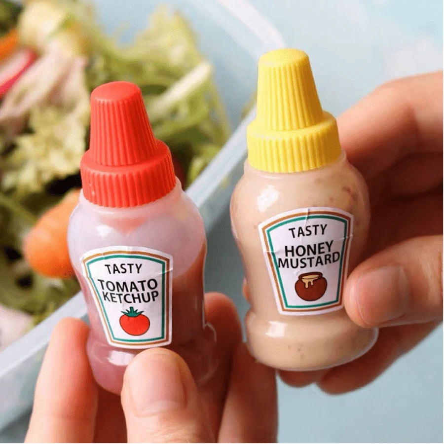2pcs Mini Sauce Dish Bottle Tag Radom Pattern - uno size - View 1
