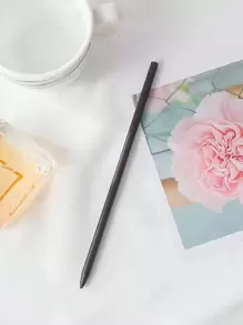 2pcs Women's Black Minimalist Wooden Pencil Chopsticks With Hair Stick & Bun Holder, Suitable For Everyday Use ,Hair Styling Tools