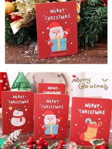 1套聖誕賀卡,diy創意可愛卡片附信封,適用於兒童和幼稚園禮物明信片 - 彩色 - 查看 9
