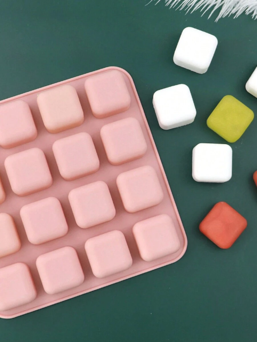 1 个 16 腔方格硅胶模具，适用于果冻、布丁、肥皂、 - 藕粉色 - 查看 1