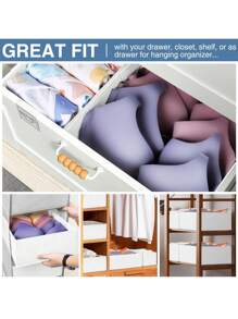 1pc Non-woven Fabric Drawer Organizer For Clothes, Foldable Closet Organizer & Baby Nursery Storage For Sorting Socks, Underwear, Bras, Belts, Ties, College Dorm Room Essentials - White - View 4
