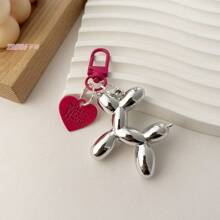 Portachiavi a forma di cane palloncino a cuore per coppie, ciondolo fai da te per borse, San Valentino, accessori per auto, charm per borse, scuola