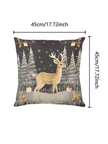 1入組聖誕馴鹿圖案抱枕套(不帶填充物),現代風格亞麻布抱枕套,45cm X 45cm / 17.72'' X 17.72'',單面印花,拉鍊封閉,柔軟舒適,適用於節日裝飾的抱枕套,適合秋季和冬季,新品上市,聖誕節的理想選擇 - 彩色 - 查看 2