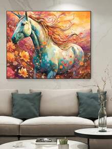 獨角獸鑽石畫,最新的全鑽圓形刺繡diy馬賽克畫,客廳家居裝飾牆藝術,藝術創意刺繡,鑽石藝術