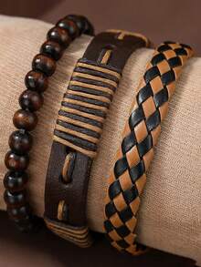 5-Piece/Set Minimalist Men's Watch Set, Suitable For Everyday Wear. - Brown - View 3