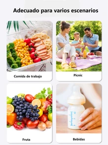 Bolsa De Almuerzo Lonchera Térmica Portátil Y Gran Capacidad - Rojo - Ver 5