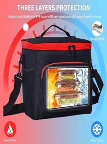 Bolsa De Almuerzo Lonchera Térmica Portátil Y Gran Capacidad - Rojo - Ver 2