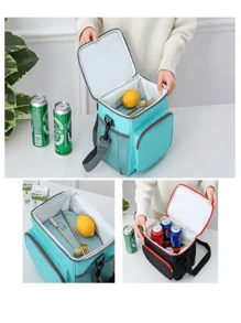 Bolsa De Almuerzo Lonchera Térmica Portátil Y Gran Capacidad - Rojo - Ver 3