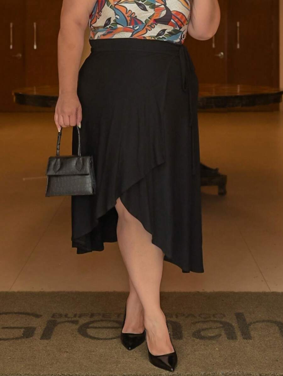 Plus Size Skirts - màu đen - Xem 1