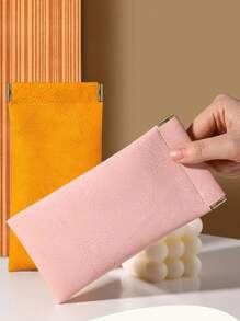 MIYIN 1 Piece Soft PU Sunglasses Pouch Holder Organizer Storage For Daily- Portable Squeeze Top Leather Glasses Case Minimalist Solid Color Anti-Scratch Glasses Storage Bag Eyewear Accessories Sunglasses, Sunglasses, Reading Glasses, Myopia Glasses, Astigmatism Glasses Storage Bag For Men And Women Back To School School Bag Travel Essentials Travel Organizer For Beach Summer Vacation - Pink - View 9