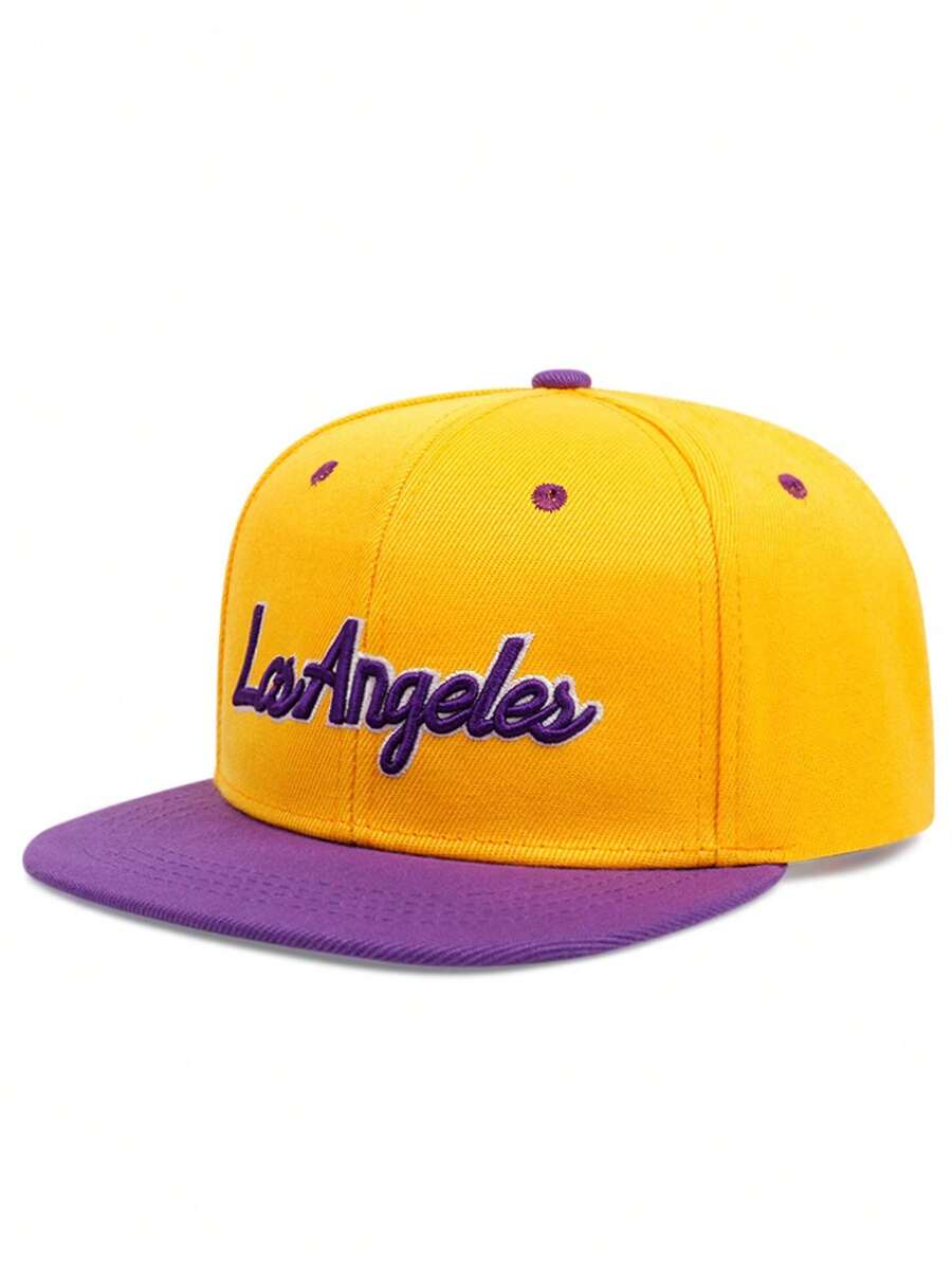 1pc Personalized Men's Baseball Cap/Driver Cap With Los Angeles Letter Embroidery Street - Yellow - View 1
