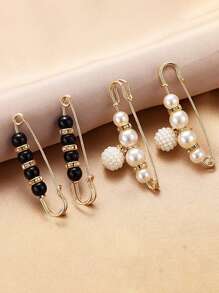 10pcs Women's Anti-Slip Brooch Waist Buckle Adjust Skirt Waist Tightness, Fixed Clothing Neckline Corsage Decorative Buckle Excludes The Card. - White - View 36