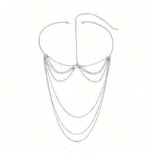 1pc Fashionable Rhinestone Chain Hair Jewelry, Stylish And Simple Hair Accessory - Gold - View 9