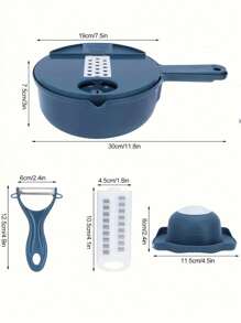12pcs Blue Circular Vegetable Slicer, Multifunctional Fruit Slicer, Manual Food Grinder, Vegetable Grinding Machine, Cutter With Container, 6-blade Potato Grinder, Home Potato Slicer, Kitchen Gadget